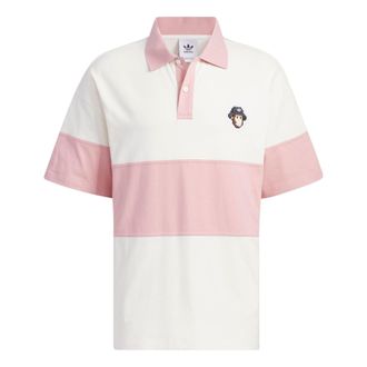 adidas originals x Monkey Kingdom Short Sleeve Polo Shirt Pink White IP1800