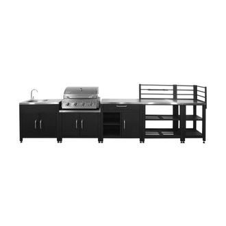 Sweeek Cocina exterior 5 m&oacute;dulos acero inoxidable con barbacoa gas 4
