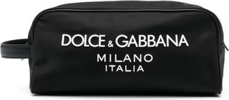 Dolce & Gabbana Logo-Print Wash Bag - Heren - Toilettassen - Zwart - ONE Size - Leer - Tassen