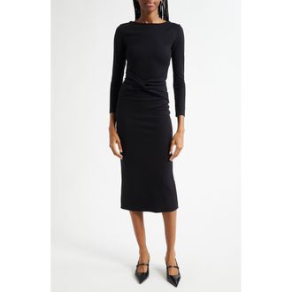 Emporio Armani Punto Milano Long Sleeve Jersey Dress in Black at Nordstrom, Size 2 Us