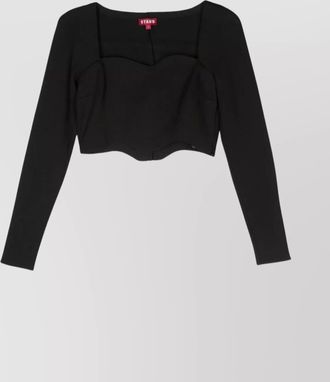 Staud cropped sweetheart-neck long-sleeve jersey top