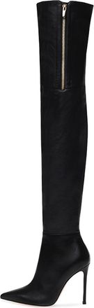 Generic Black,4.5 UK,Fashion Side Zipper Over The Knee Thigh High Boots for Womens Pointed Toe Stiletto Heels Tall Boot Fall Winter Comfy Dress Shoes