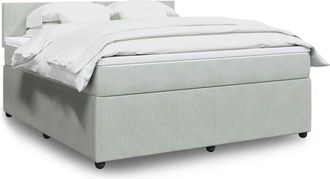 vidaXL Vidaxl - Cama Box Spring Con Colch&oacute;n Terciopelo Gris Claro 180x200 Cm