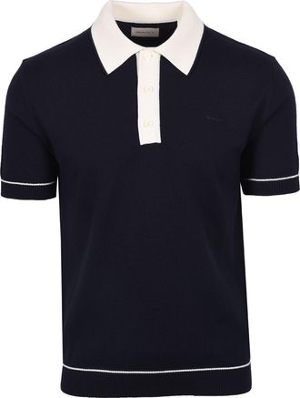 GANT Mens COTTON MODAL KNITTED POLO EVENING BLUE - Navy - Size X-Large