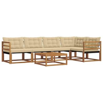 vidaXL Conjunto De Sof&aacute;s De Exterior Con Coj&iacute;n 6 Pcs Natural Y Beige Vidaxl