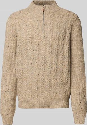 Fynch-Hatton Fynch-Hatton Strickpullover mit gerippten Abschlüssen in Hellgrau, Größe XXXL