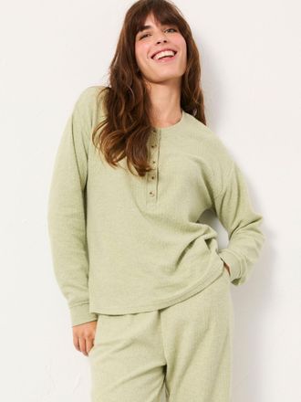 Fat Face FatFace Pistachio Green Henley Lounge Top