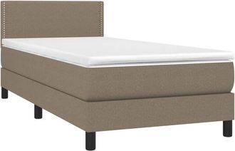 vidaXL Cama Box Spring Colch&oacute;n Y Luces Led Tela Gris Taupe 90x190 Cm Vidaxl