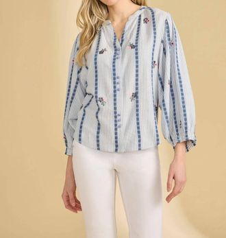 FDJ Embellished Shirt In Indigo Stripe