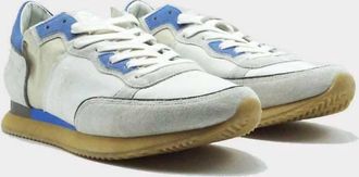 Philippe Model Mens Tropez Mondial Vintage 70 Sneakers In White Blue