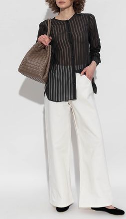 Officine Générale Shirt With Stripe Pattern, Womens, Black