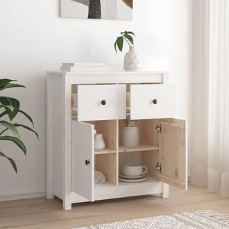 Berkfield Home Sideboard White 70x35x80 cm Solid Wood Pine | Size: 70 x 35 x 80 cm