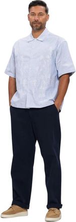 Woodbird Overhemden, Heren, Blauw, M, Wbwang Ox Flower Shirt