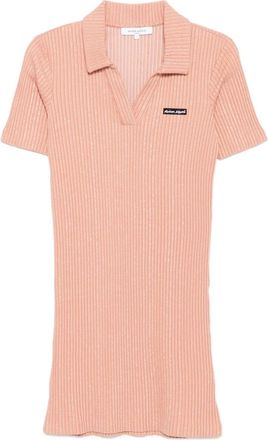 Maison Kitsun&eacute; Abito stile polo a coste - Rosa
