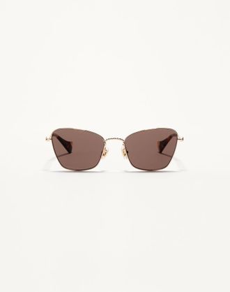 Valentino Metal Cat-eye Eyewear unisex GOLD/BROWN 52