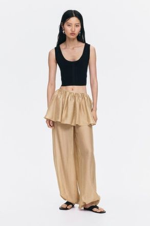 H&M Skirt-layered Balloon Trousers in Cream at Nordstrom, Size X-Large