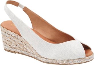 Andr&eacute; Assous Womens Audrey Slingback Wedge Sandal In White/silver