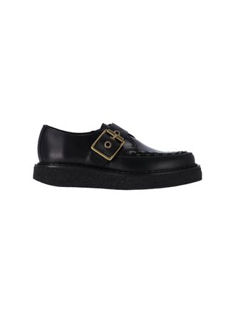 Vivienne Westwood Black Woven Detail Buckle Flat Shoes