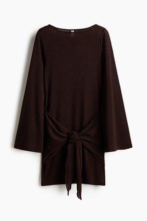 H&M Kleid mit Bindedetail - Dunkelbraun