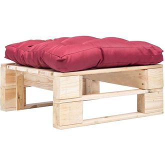 vidaXL Otomana De Palets De Jard&iacute;n Con Coj&iacute;n Rojo Madera Natural Vidaxl