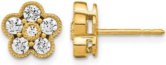 Diamond2Deal 14k Gold 3/4 ct Lab Grown Diamond Floral Stud Earrings VS Clarity, D-E Color