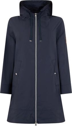Herno Donkerblauwe waterdichte jas met elegante capuchon - Dames - Parka Jassen - Blauw - XL - Polyester - Jassen