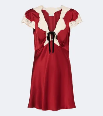 Rixo Vestido corto Lacie de sat&eacute;n con encaje