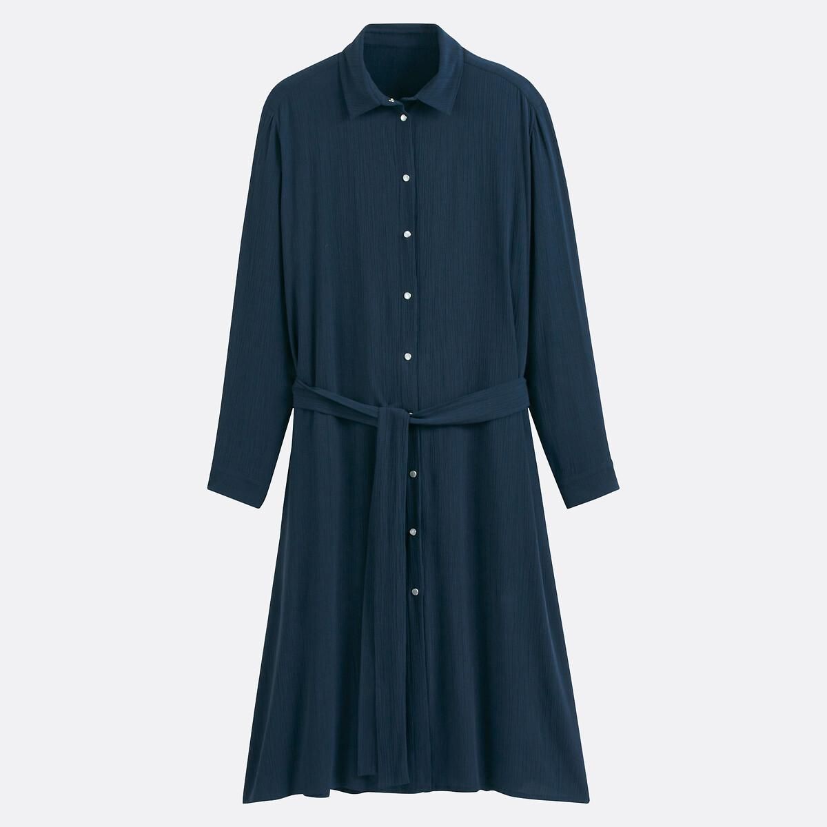 La Redoute Collections Halflange hemdjurk in crêpe met lange