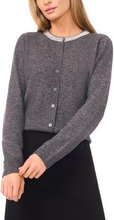 Halogen Rhinestone Collar Cardigan in Medium Heather Grey at Nordstrom Rack, Size X-Large