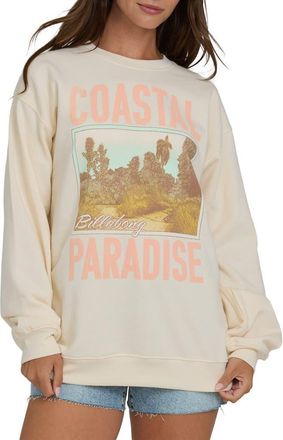 Billabong Coastal Paradise Fleece Graphic Sweatshirt in White Cap at Nordstrom, Size X-Small