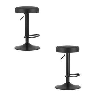 OEM Taburete Rojst - Ecopiel Negro / Base Negra X 2