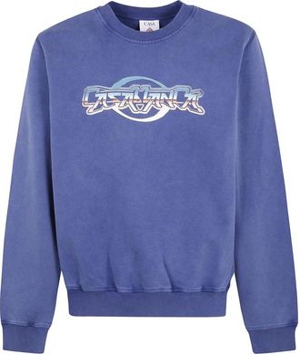 Casablanca Graphic Print Crewneck Sweatshirt - Heren - Sweatshirts - Blauw - L - Hoodies & sweatvesten