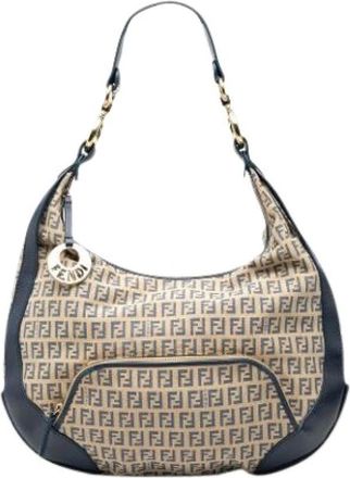 Fendi Pre-owned Shoulder Bags, female, Beige, Size: ONE SIZE Pre-owned The Chef Hobo Bag