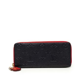 Louis Vuitton Navy Red Color Leather Long Wallet (Bi-Fold) (Pre-Owned)