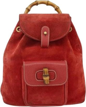 Gucci Pre-owned Backpacks, female, Red, Size: ONE SIZE Pre-owned Bamboo Backpack