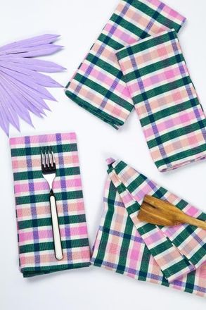 Archive New York Handwoven Classic Plaid Cotton Napkins, Set of 4 in Multi at Nordstrom