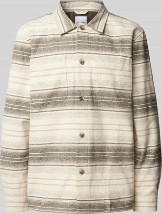 Lindbergh Lindbergh Relaxed Fit Hemdjacke mit aufgesetzten Brusttaschen in Offwhite, Gr&ouml;&szlig;e XXL