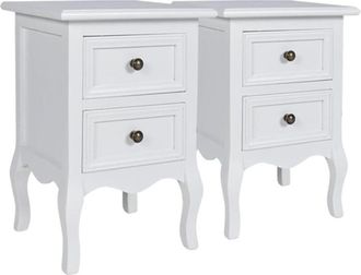 vidaXL Nightstands 2 pcs with 2 Drawers MDF White vidaXL