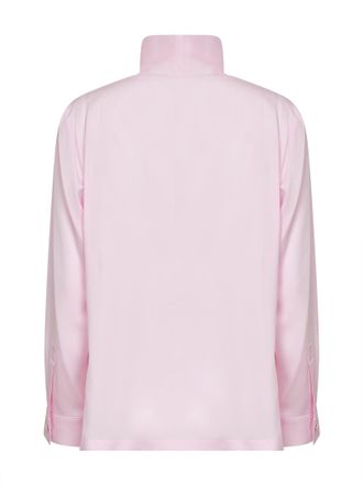 Max Mara Foulard Collar Silk Charmeuse Blouse - Pink
