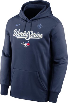 Nike Mens Toronto Blue Jays 2025 World Series Participant Authentic Collection Mens Nike Therma MLB Pullover Hoodie in Blue | NKAQ44BTRW-8YR
