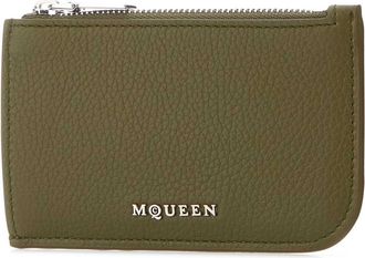 Alexander McQueen Mens Card Case Green Leather Cases