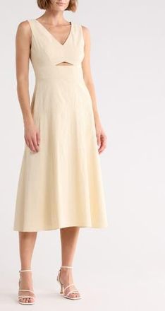 Theory Cutout Linen Blend Dress in Light Linen at Nordstrom Rack, Size 00