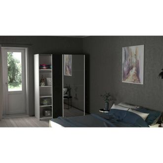 Dmora Armario 2 Puertas Diandra, Muebles De Dormitorio, Vestidor, Armario De Ropa, 150x61 H200 Cm, Blanco Y Negro - Dmora