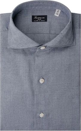 Finamore Formal Shirts - Heren - Zakelijke Overhemden - Blauw - M - Overhemden