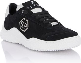 Philipp Plein Suede Runner Hexagon Unisex in Black/white at Nordstrom, Size 39
