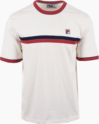Fila Mens FILA ROSARIO T-SHIRT GARDENIA/GARNET/FILA NAVY - Gardenia Garnet Fila Navy - Size: 38
