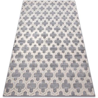 RugsX Rugsx - Alfombra Core W6764 Enrejado Tr&eacute;bol Marroqu&iacute; - Estructural, Dos Niveles De Vell&oacute;n, Gris / Crema Grey 200x290 Cm