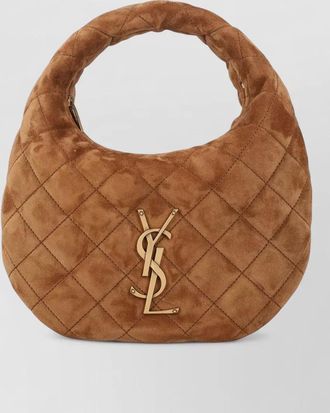 Saint Laurent suede quilted shoulder bag top handle