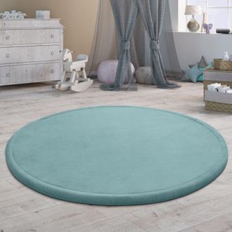 Paco Home Paco Home - Alfombra De Habitacion Redonda Bebe Infantil Ni&ntilde;a Ni&ntilde;o De Juego Suave Antideslizante Moderna Azul, &Oslash; 200 Cm Redon