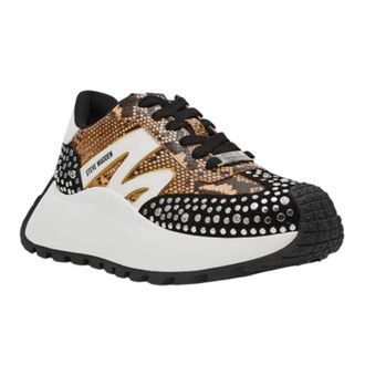 Steve Madden Womens/Ladies Snake Print Platform Trainers (White/Black/Brown) - Size UK 6